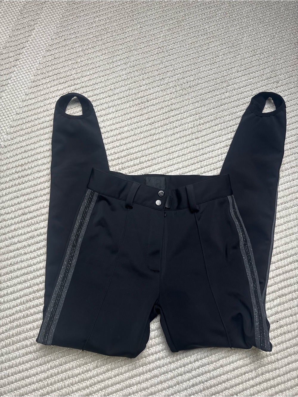 Goldbergh Paris Belted Black Ski Pants Slim-leg Stirrup Ski Pants US 8